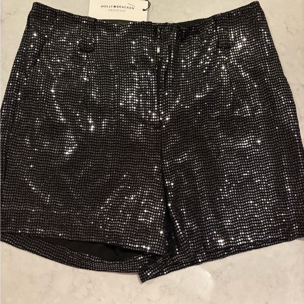 Molly Bracken Shimmering/Sequin Black Shorts